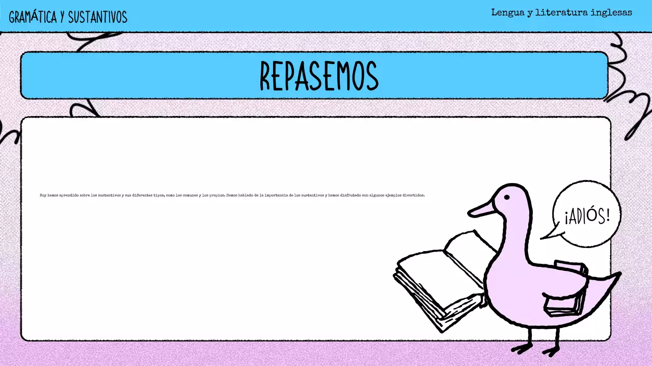 cómic rosa material de clase de gramática