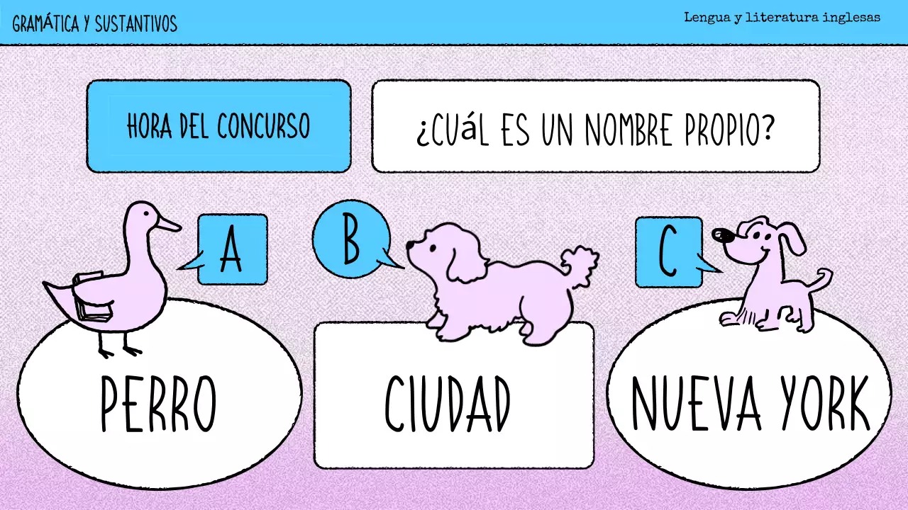 cómic rosa material de clase de gramática