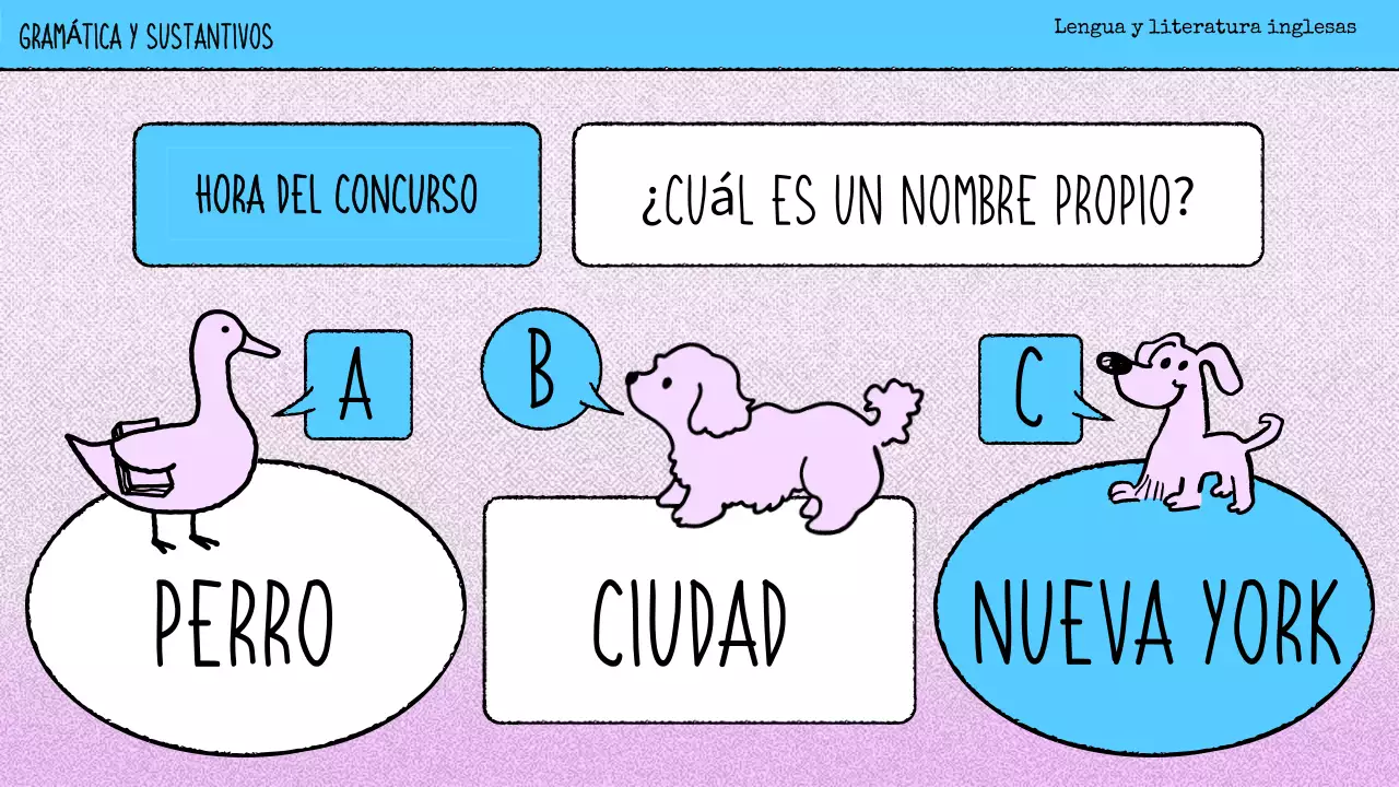 cómic rosa material de clase de gramática