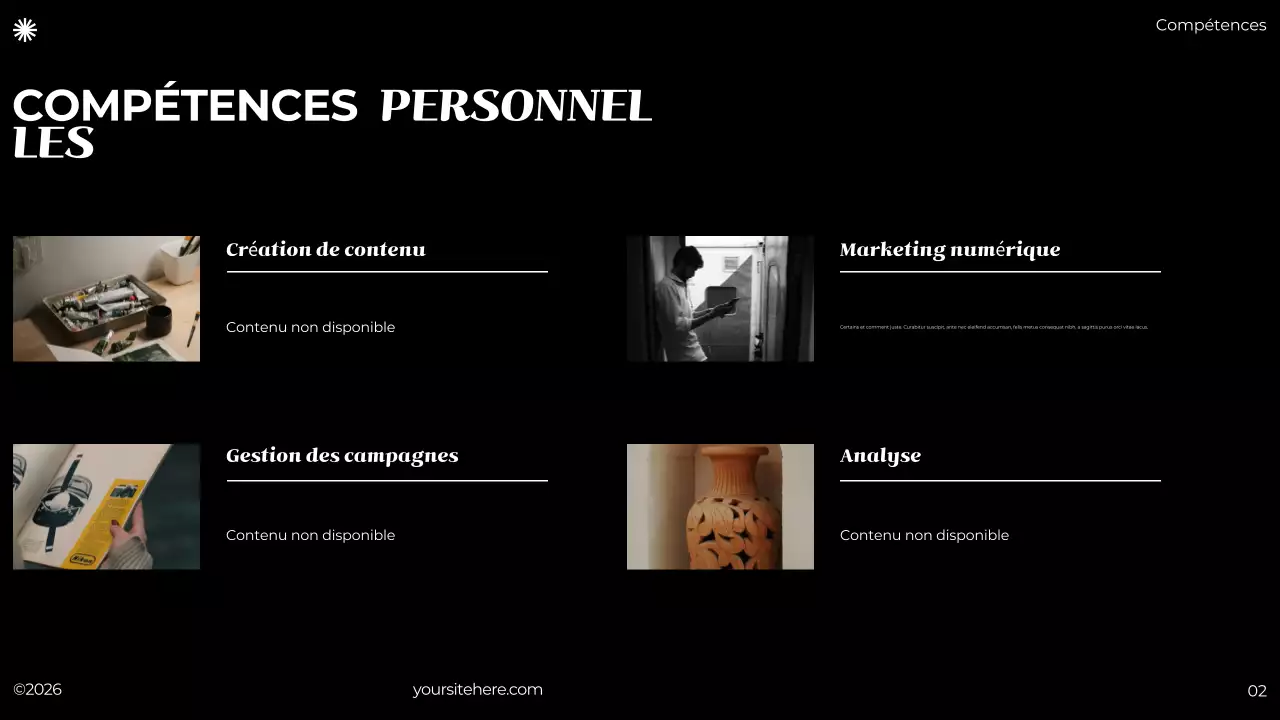 portfolio minimaliste noir et gris