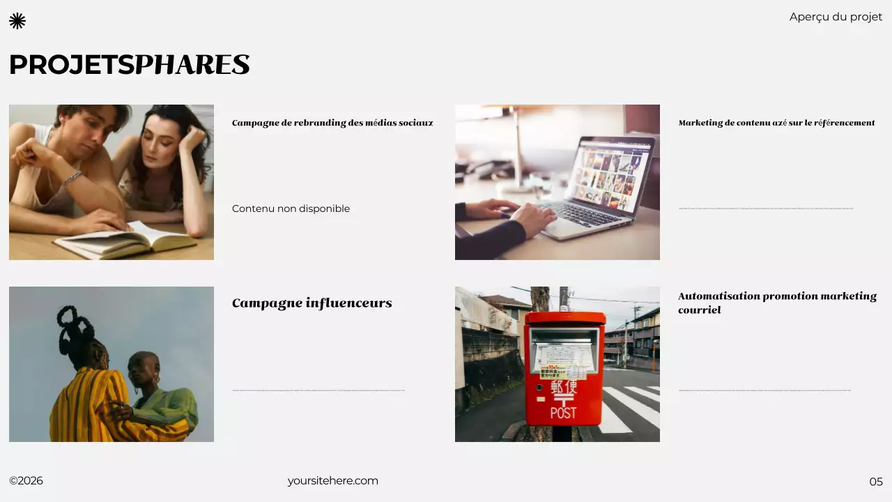 portfolio minimaliste noir et gris