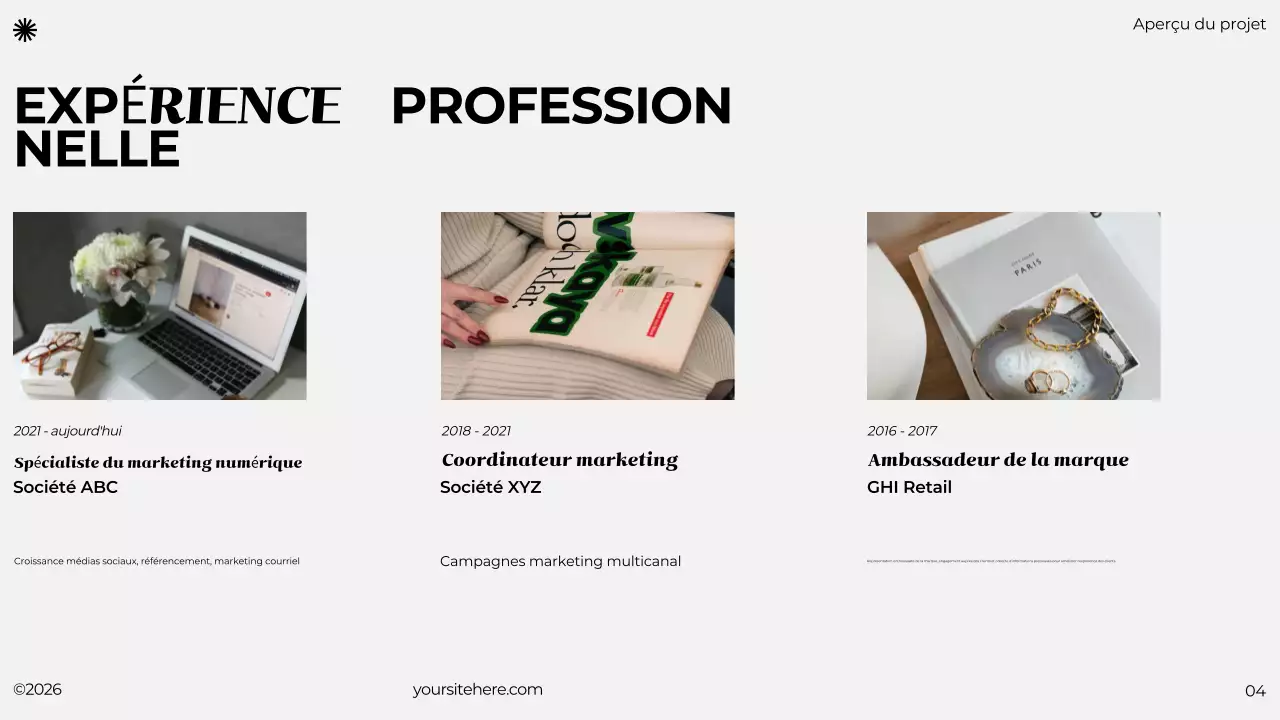 portfolio minimaliste noir et gris