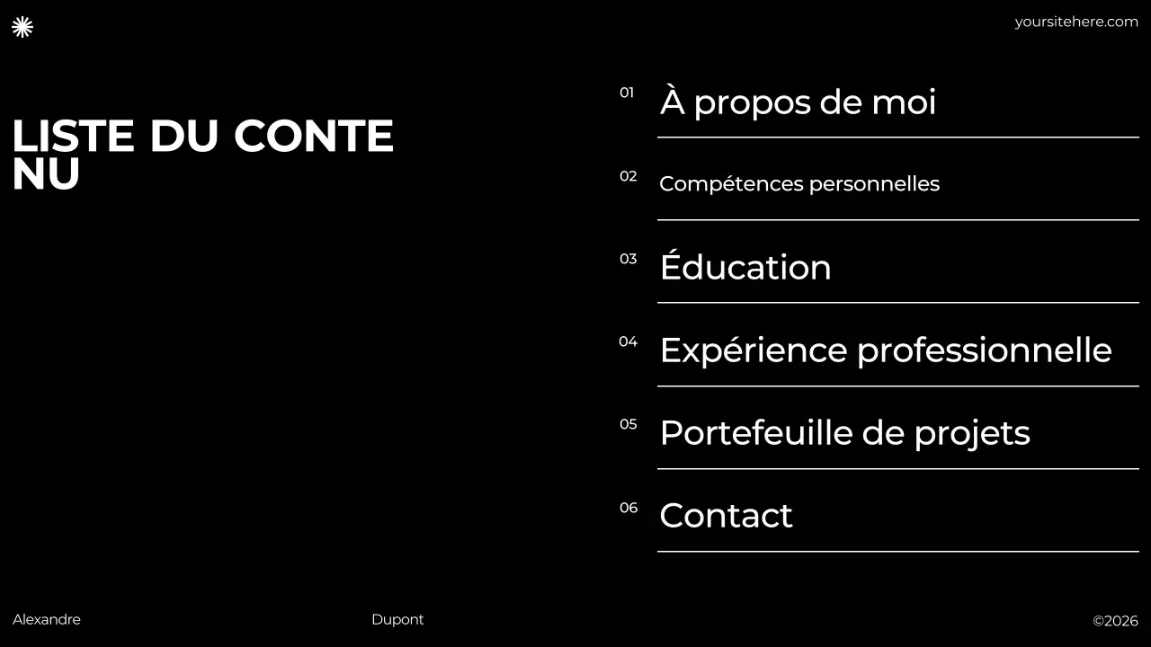 portfolio minimaliste noir et gris