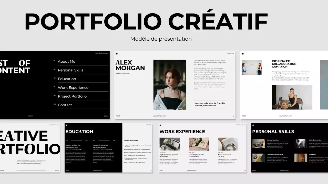 portfolio minimaliste noir et gris
