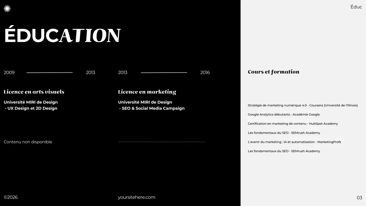 portfolio minimaliste noir et gris