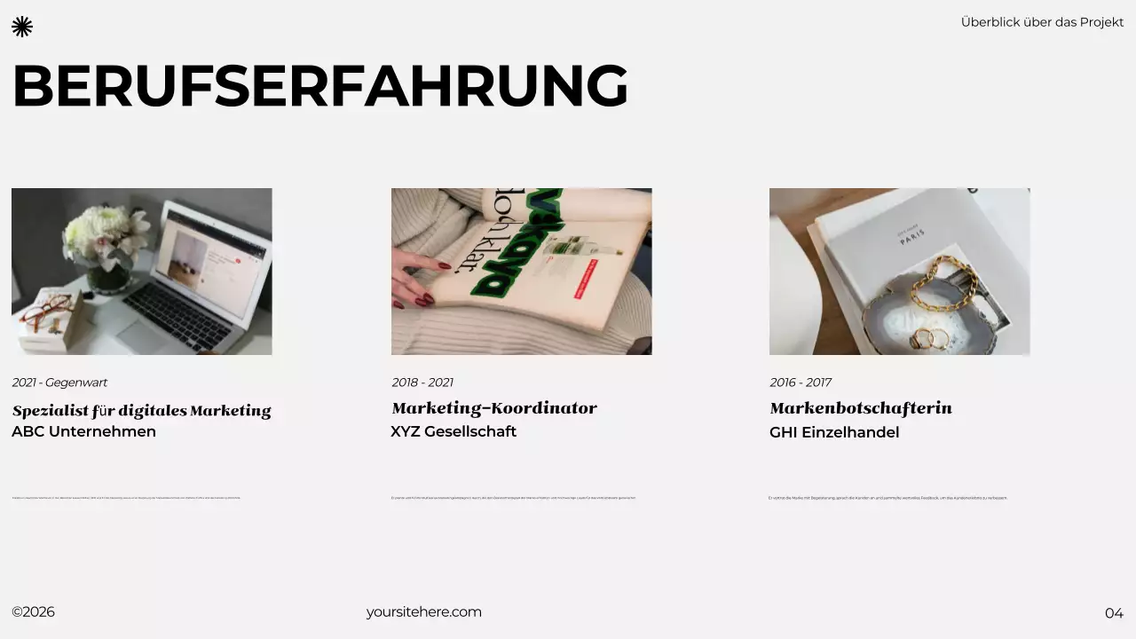 schwarz grau minimalistisches Portfolio