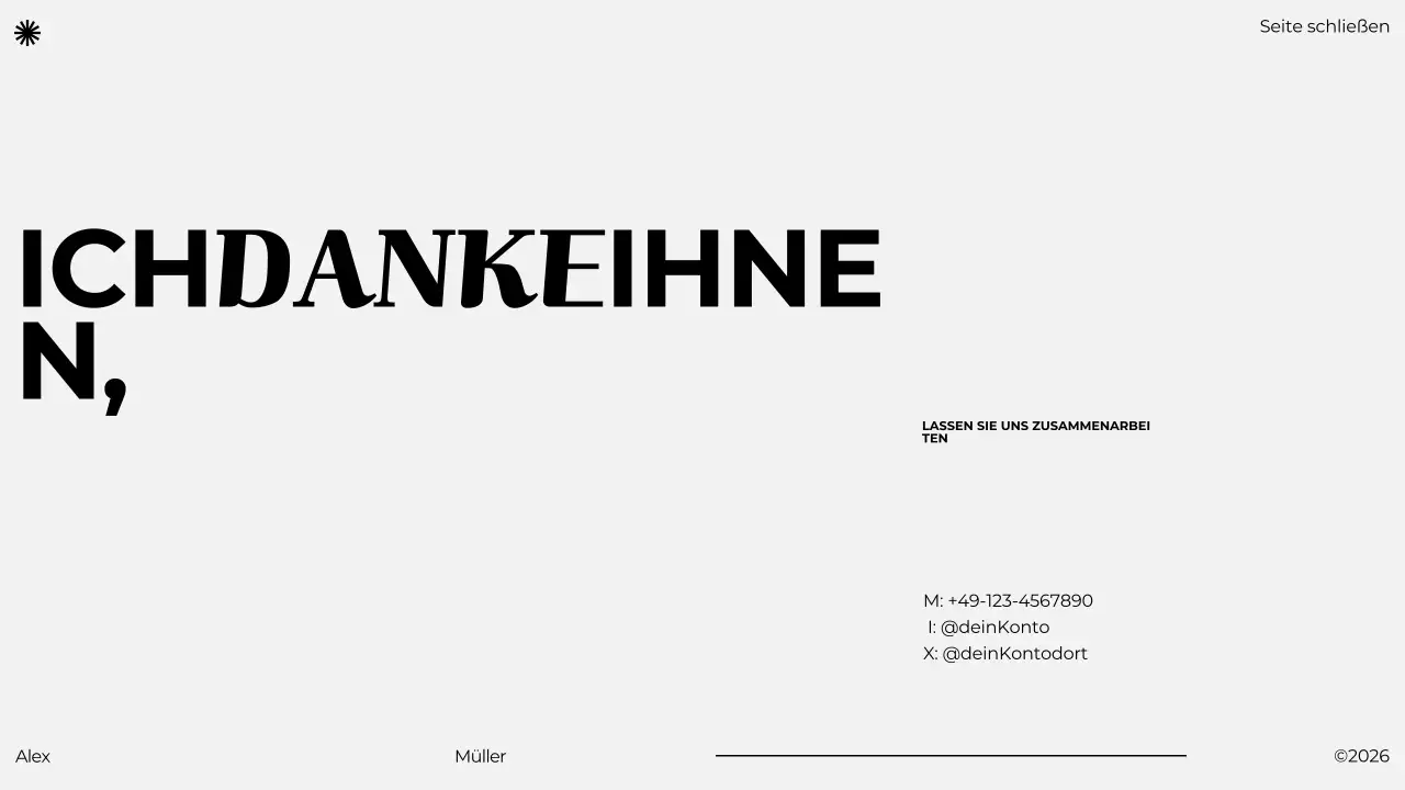 schwarz grau minimalistisches Portfolio