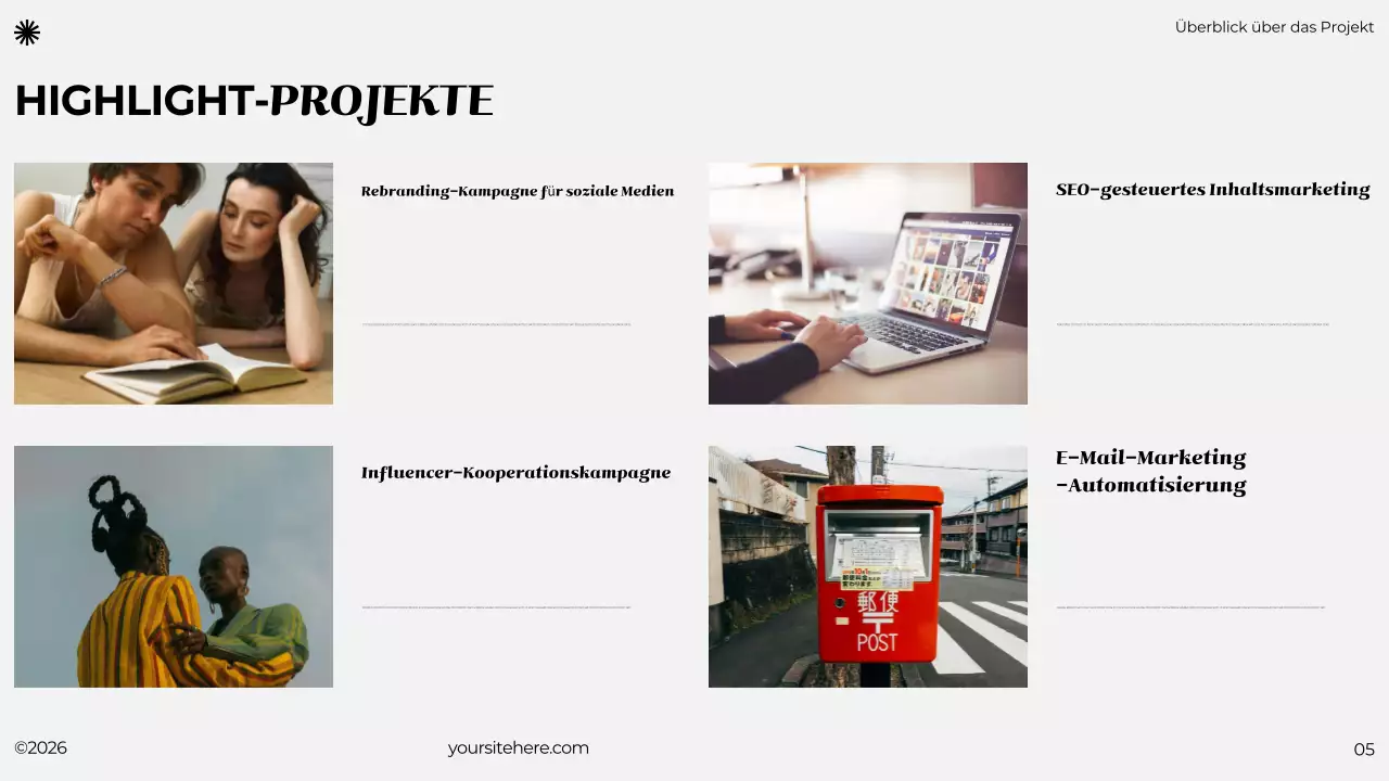 schwarz grau minimalistisches Portfolio