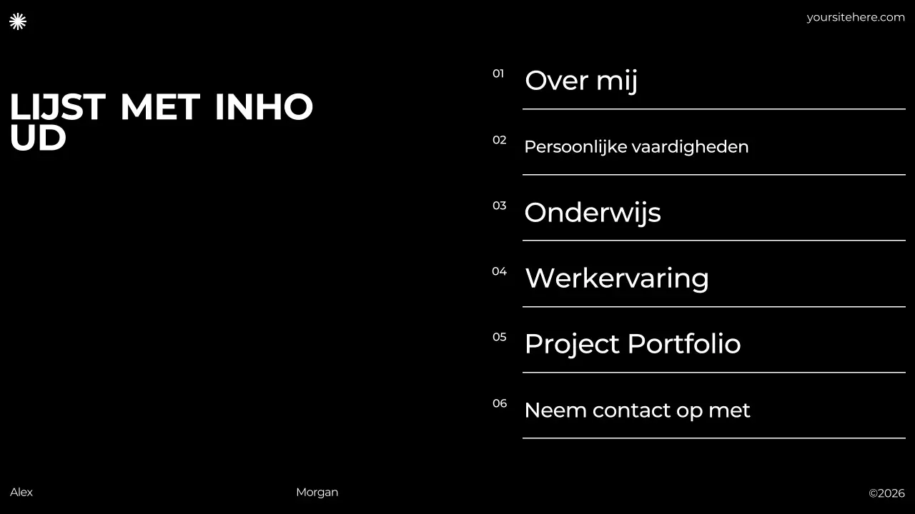 zwart grijs minimalistisch portfolio