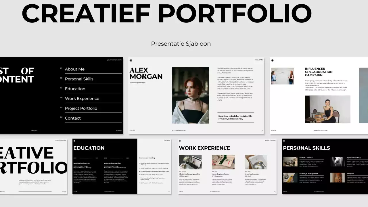 zwart grijs minimalistisch portfolio