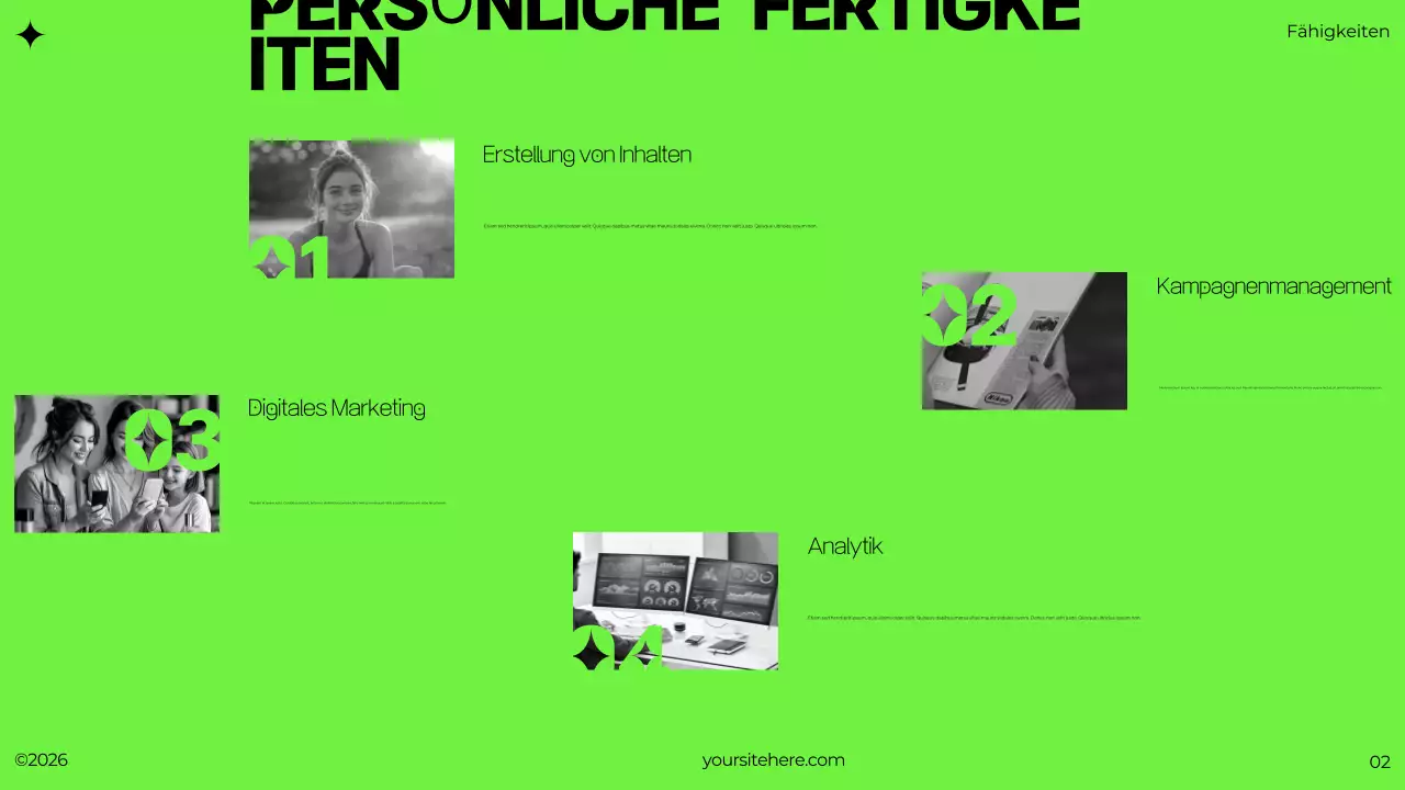 grünes modernes brutalistisches Portfolio-Dokument