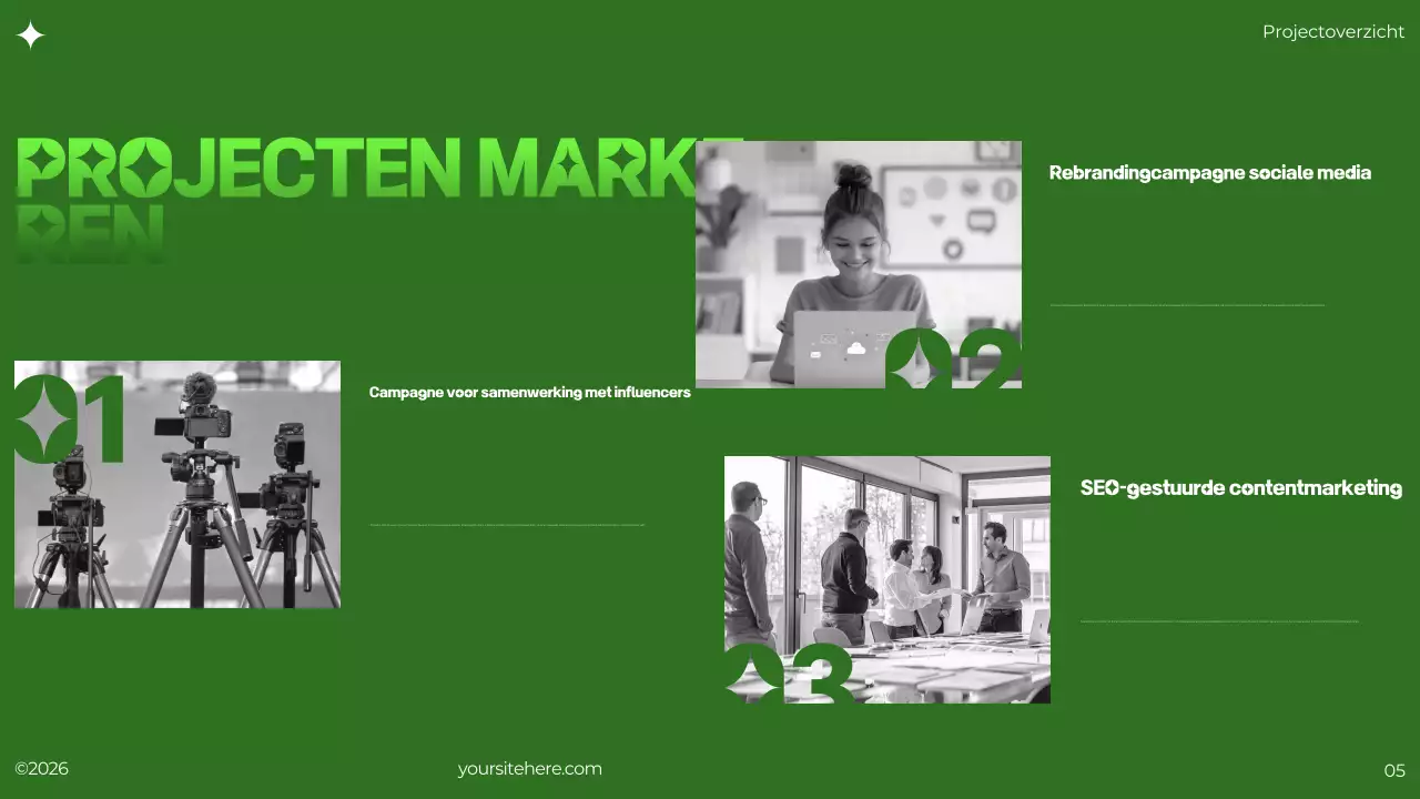 groen modern brutalistisch portfolio document