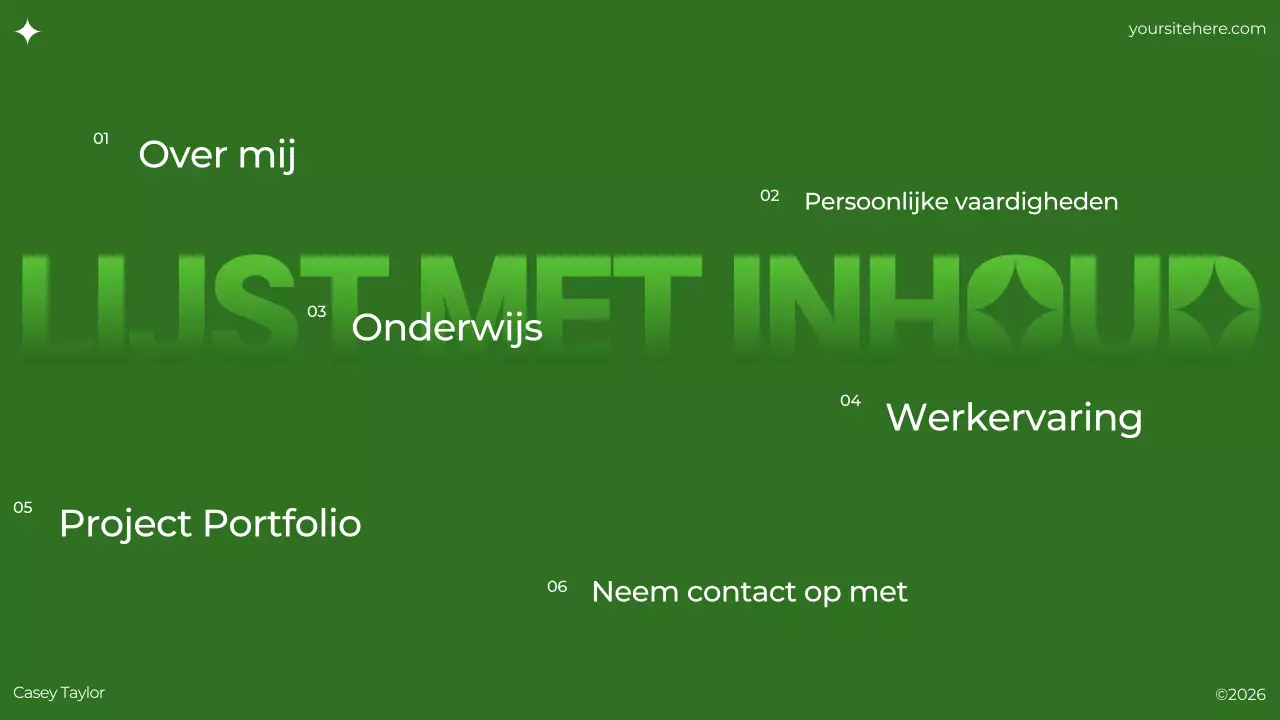 groen modern brutalistisch portfolio document