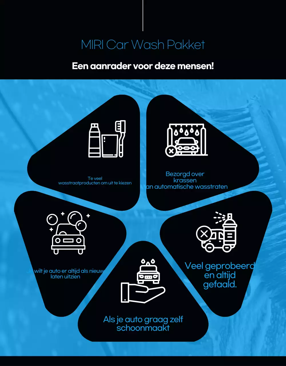 Zwarte moderne wasstraat advertentie