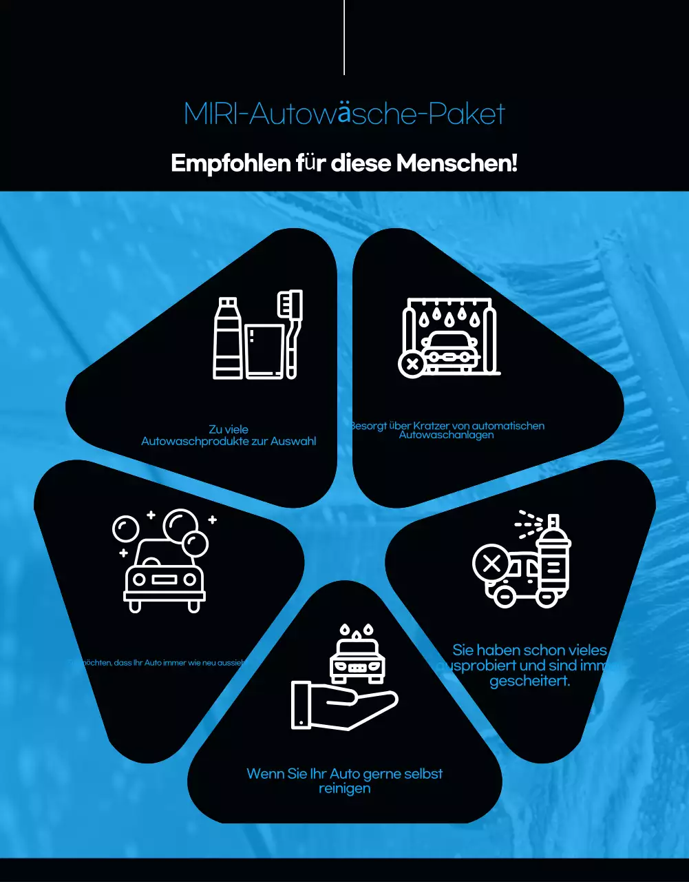 Schwarze moderne Autowaschanlage Anzeige
