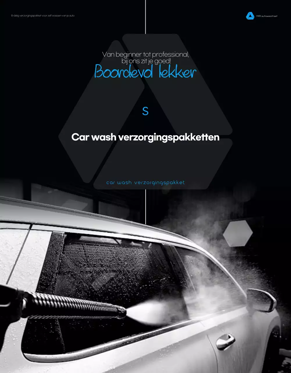 Zwarte moderne wasstraat advertentie