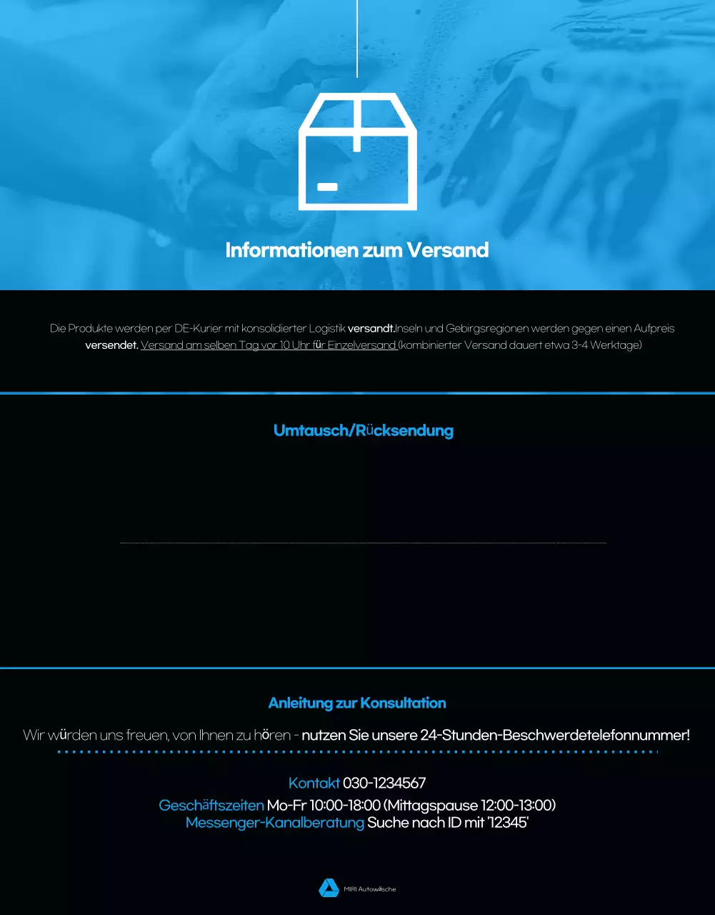 Schwarze moderne Autowaschanlage Anzeige