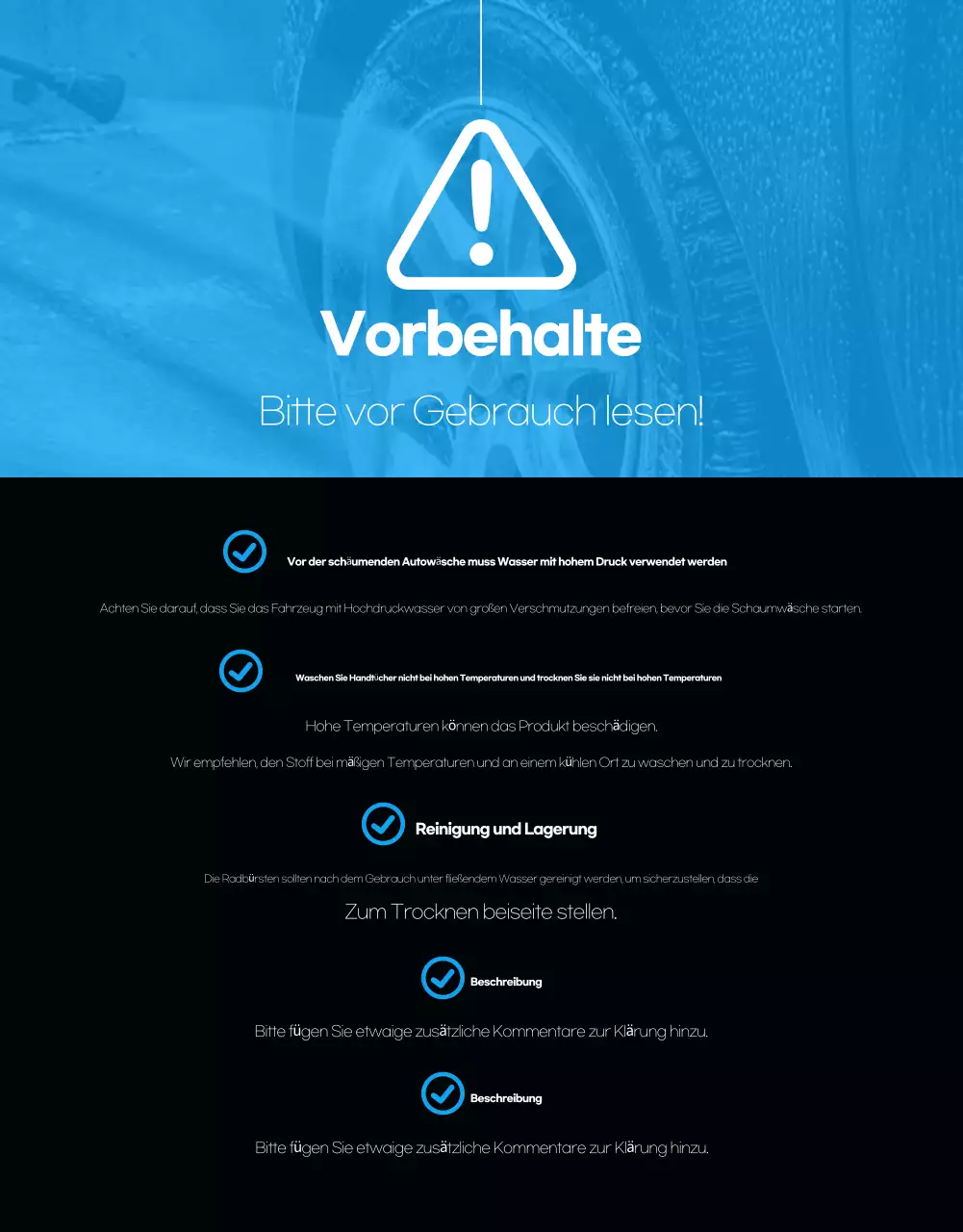 Schwarze moderne Autowaschanlage Anzeige