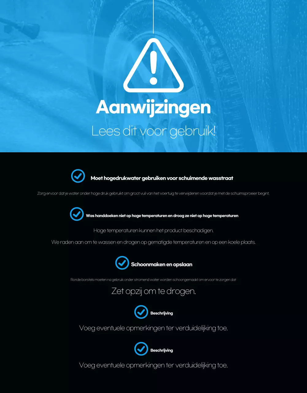 Zwarte moderne wasstraat advertentie