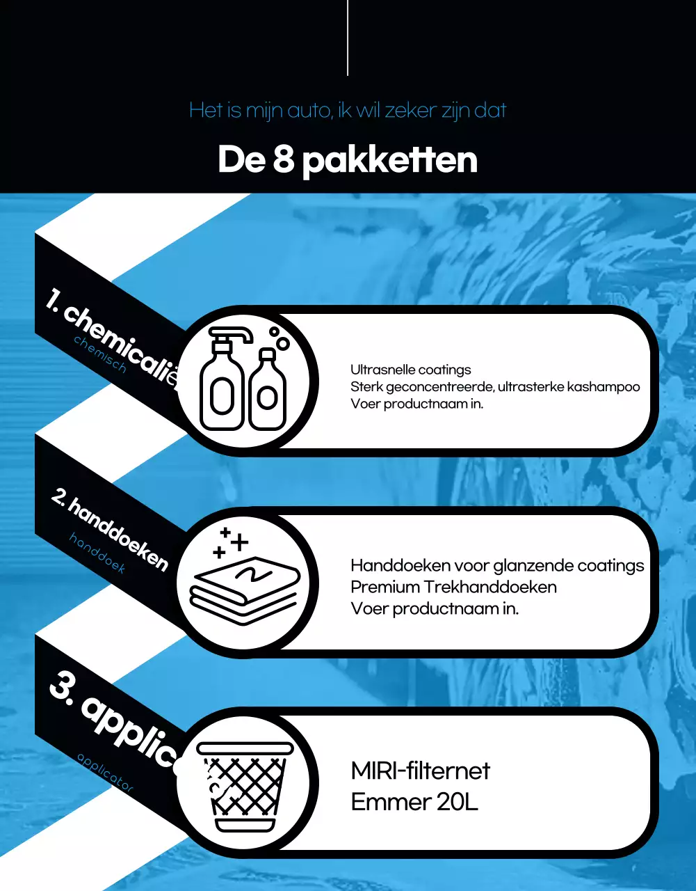 Zwarte moderne wasstraat advertentie