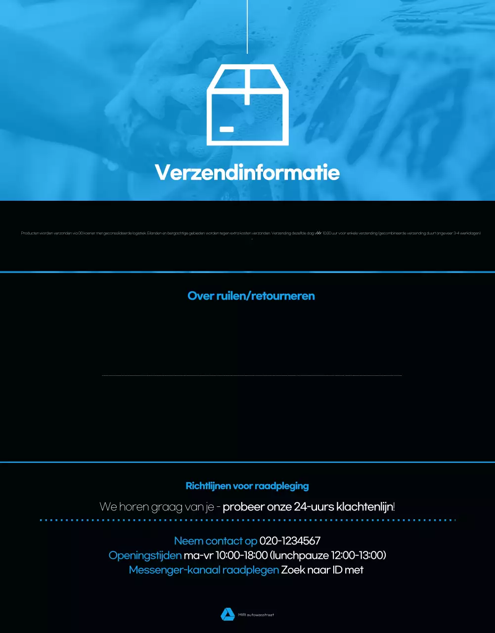 Zwarte moderne wasstraat advertentie