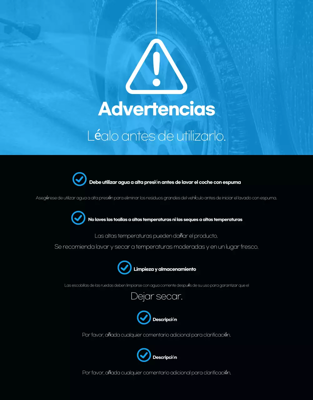 Anuncio negro de lavado de coches moderno