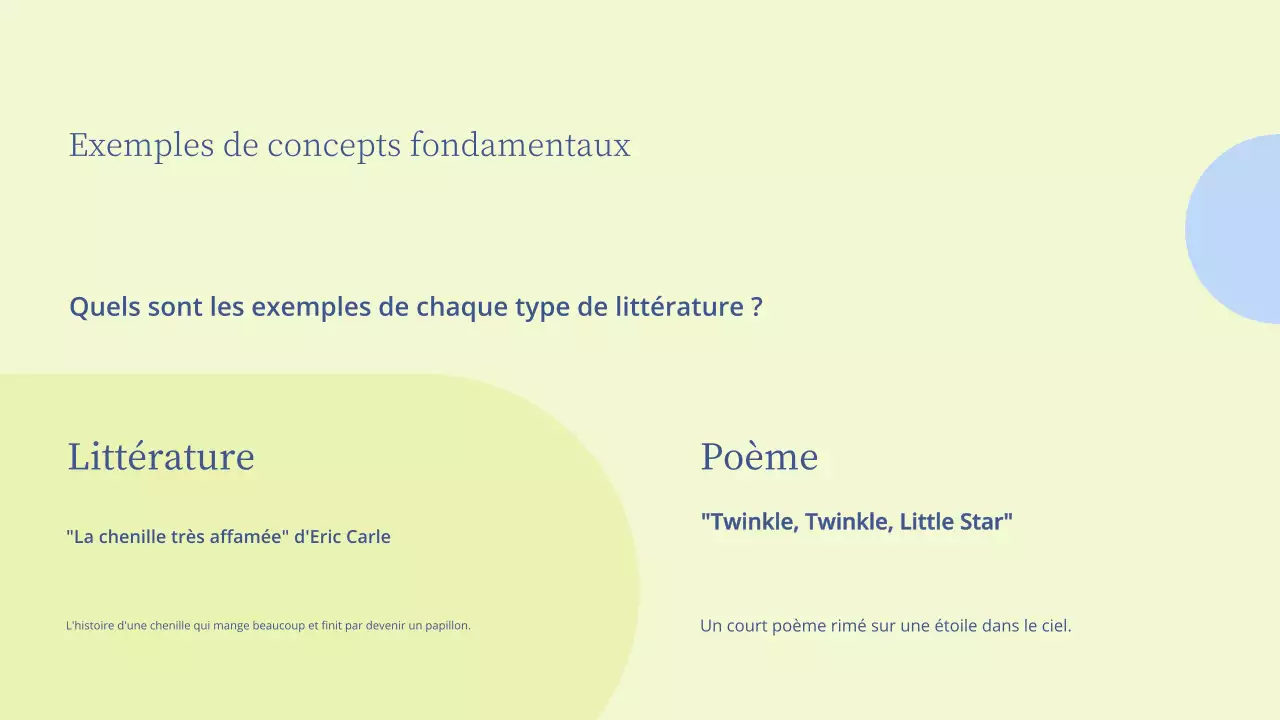 Présentation d'une leçon de littérature minimale