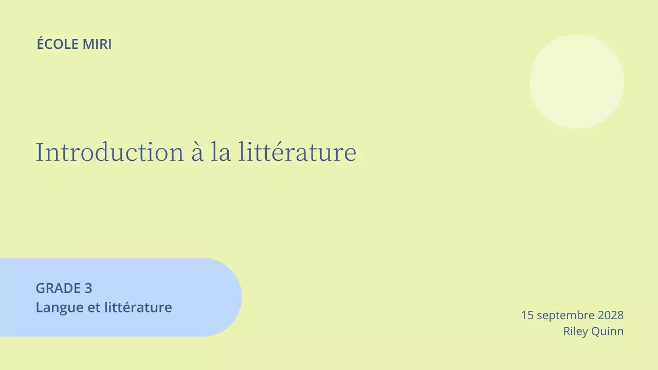 Présentation d'une leçon de littérature minimale