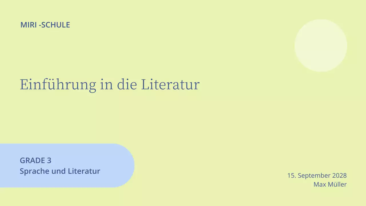 Minimale Präsentation im Literaturunterricht