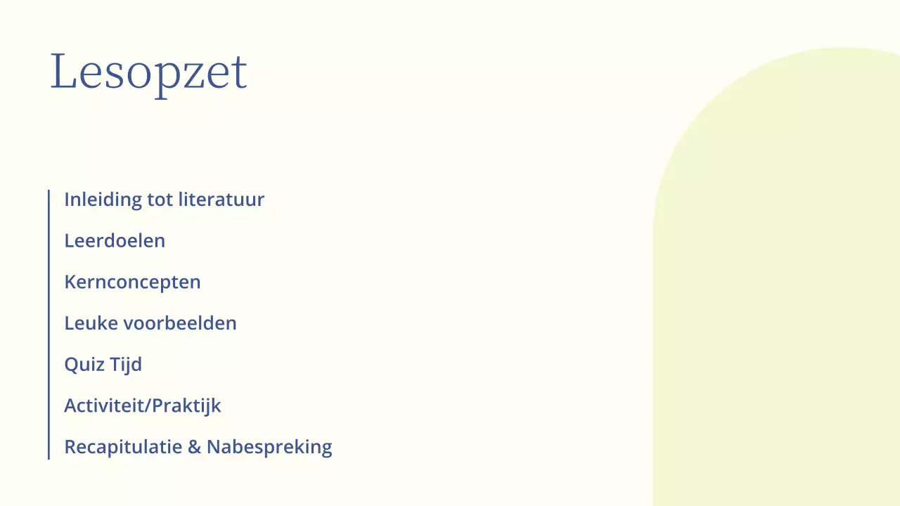 Minimale literatuurles presentatie