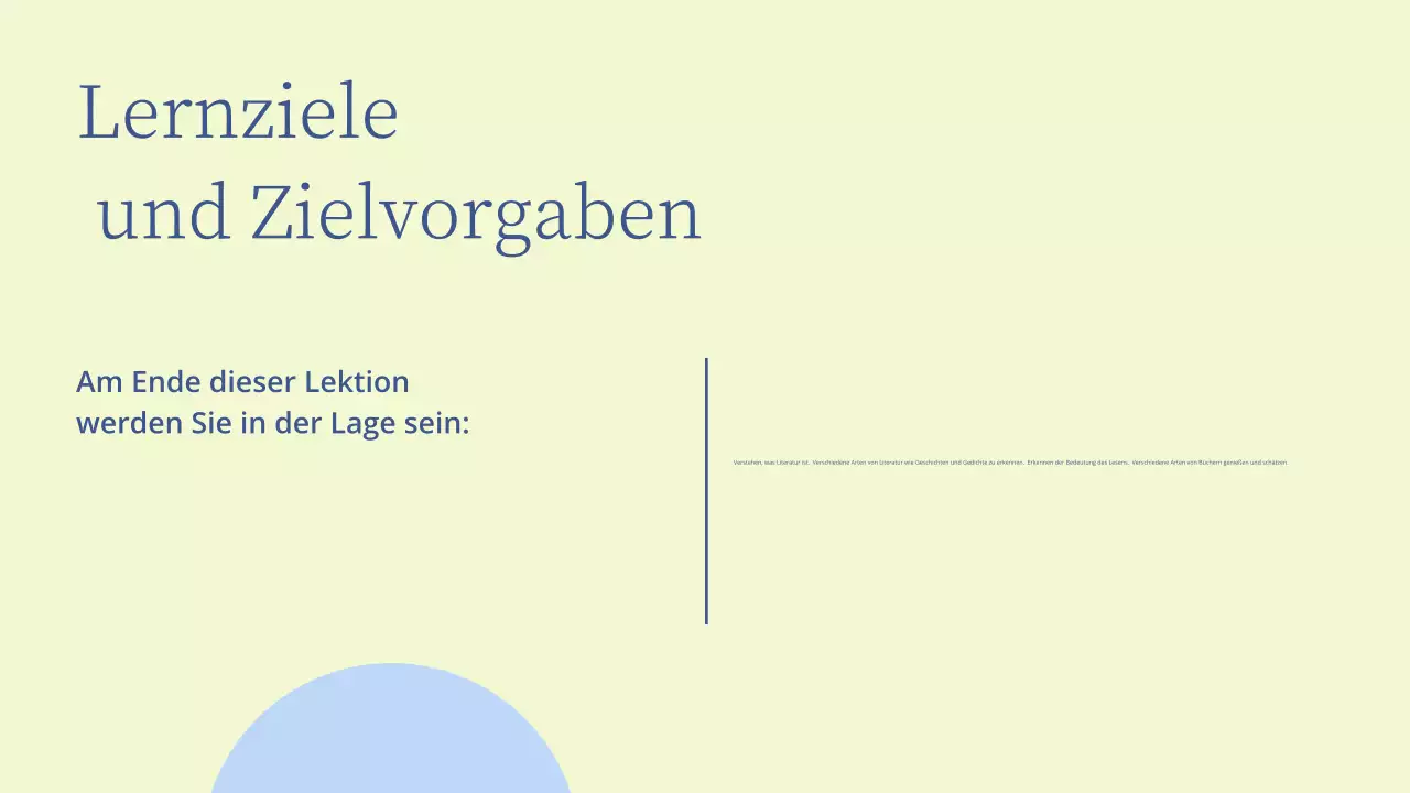 Minimale Präsentation im Literaturunterricht