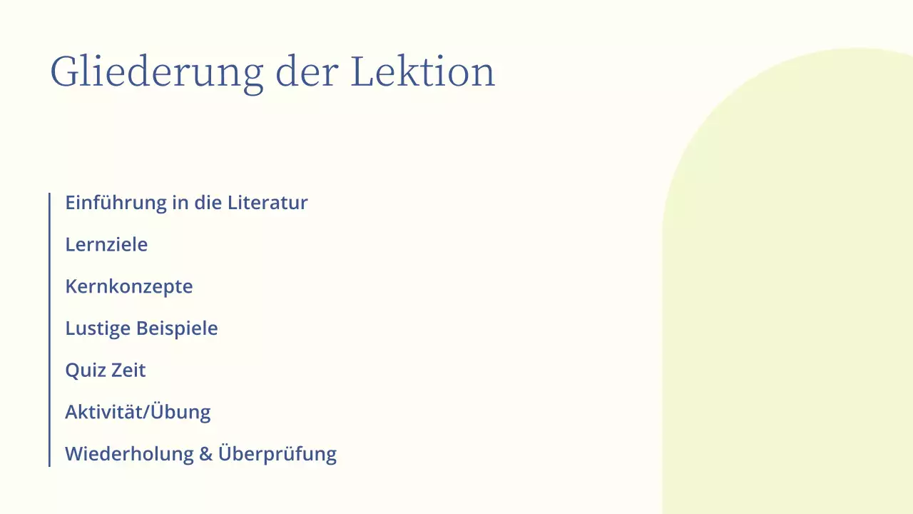 Minimale Präsentation im Literaturunterricht