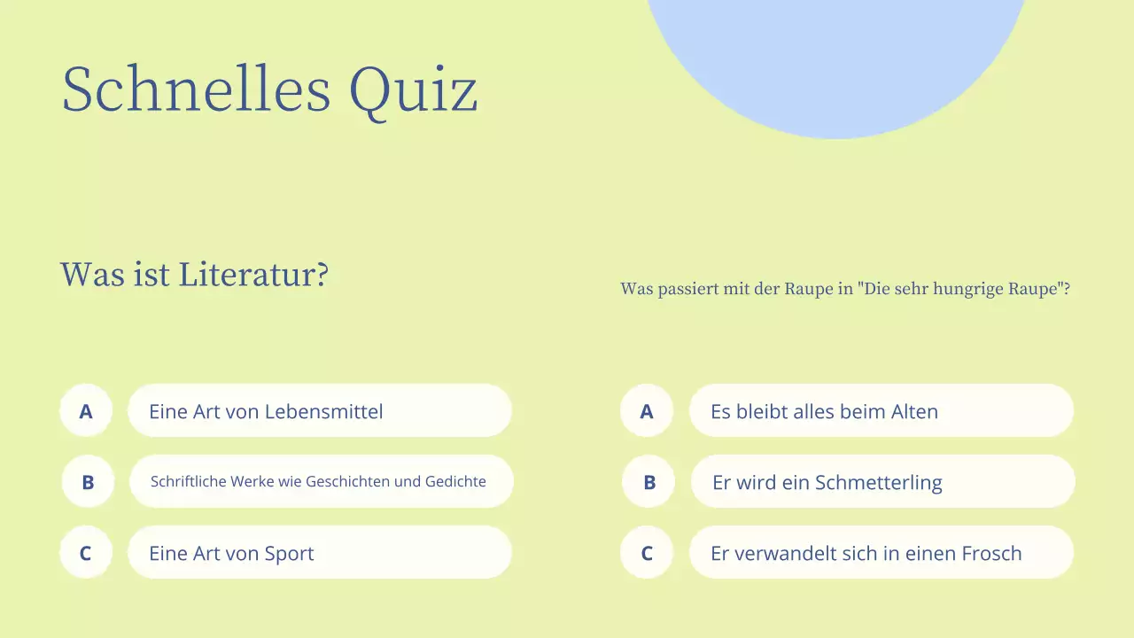 Minimale Präsentation im Literaturunterricht