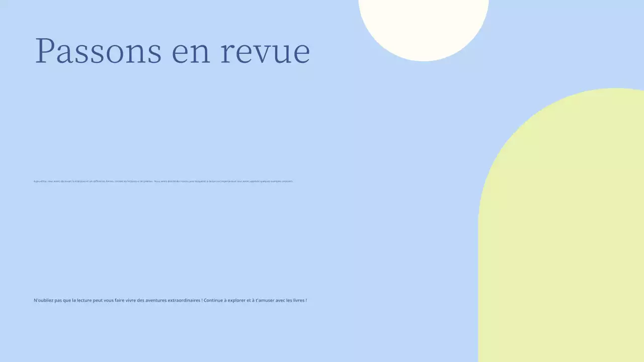 Présentation d'une leçon de littérature minimale