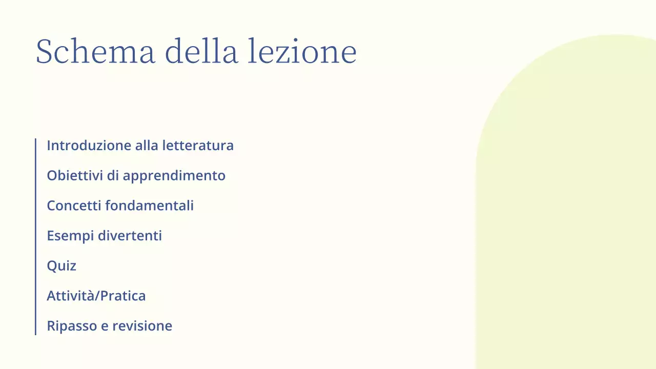 Presentazione di una lezione di letteratura minima