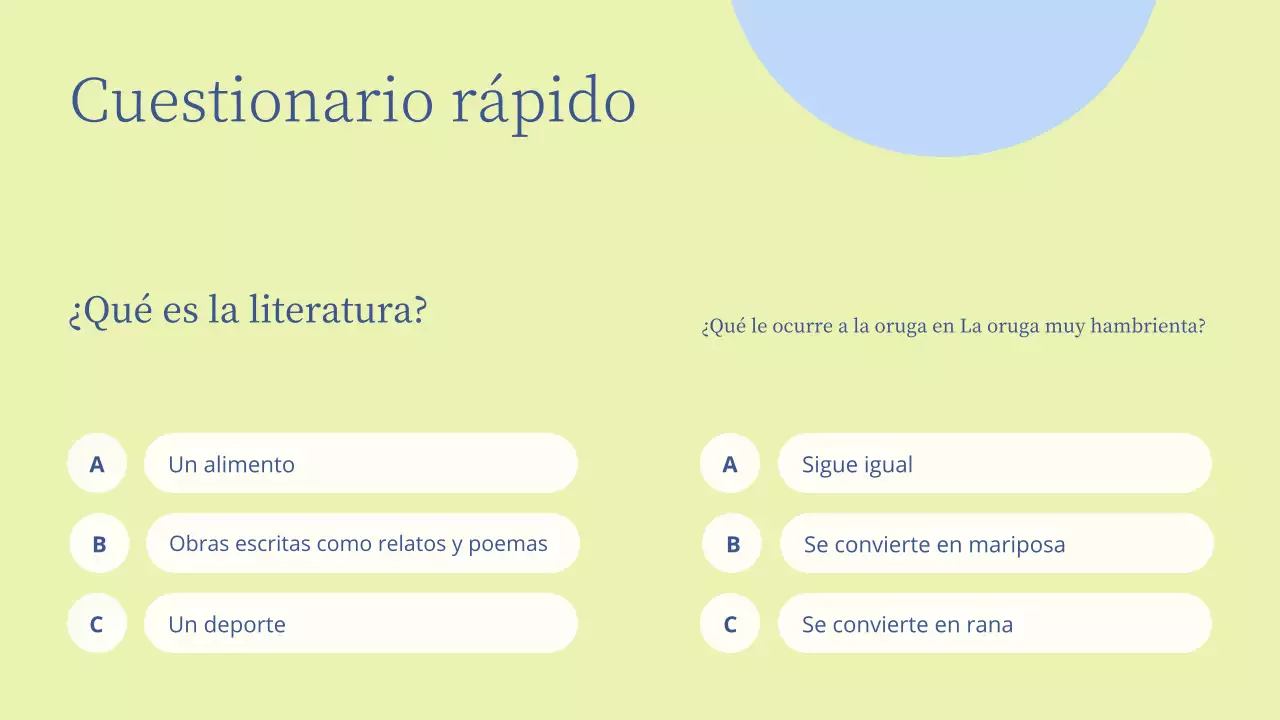 Presentación de una lección de literatura mínima