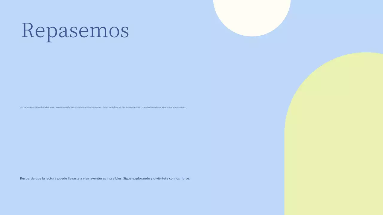 Presentación de una lección de literatura mínima