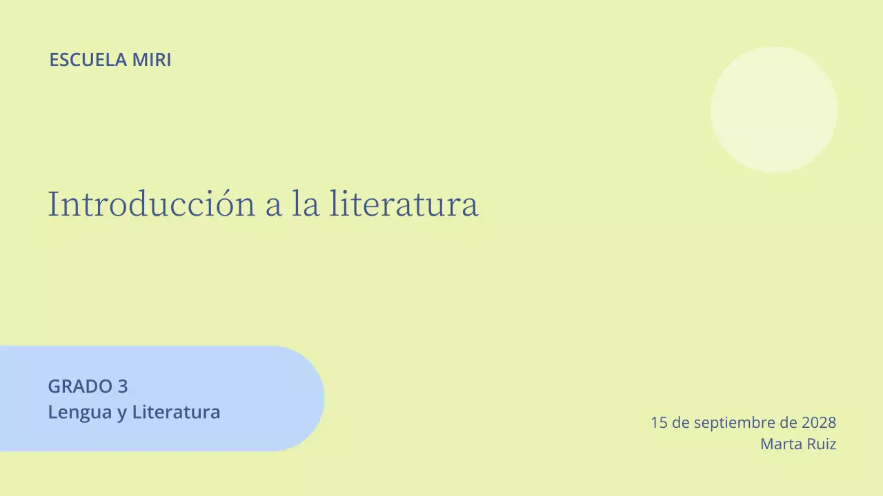 Presentación de una lección de literatura mínima