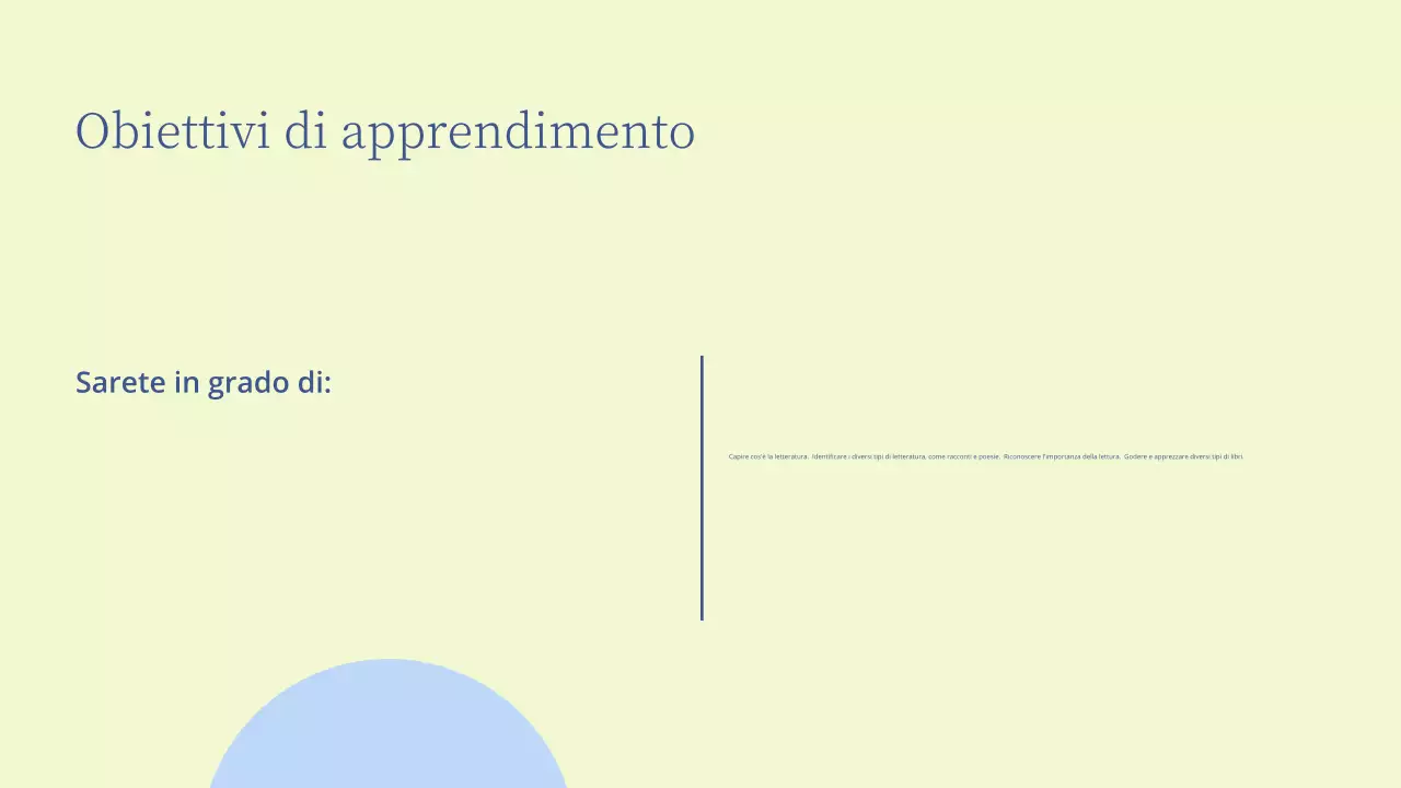 Presentazione di una lezione di letteratura minima