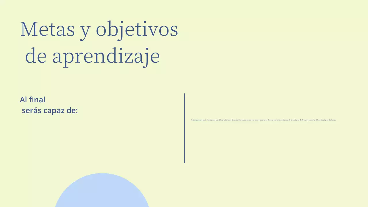 Presentación de una lección de literatura mínima