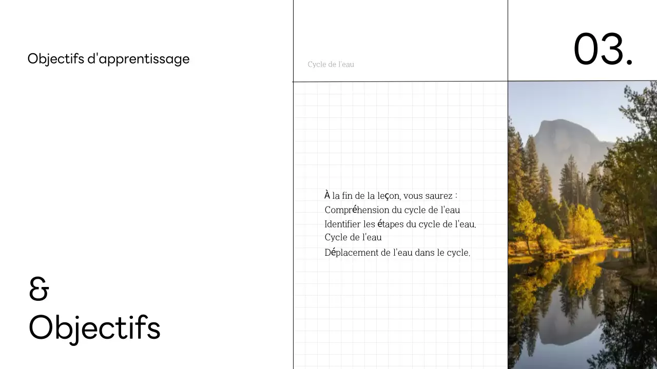 Cours de sciences sur le cycle de l'eau