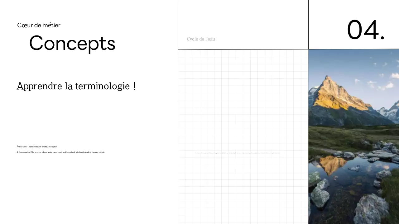 Cours de sciences sur le cycle de l'eau