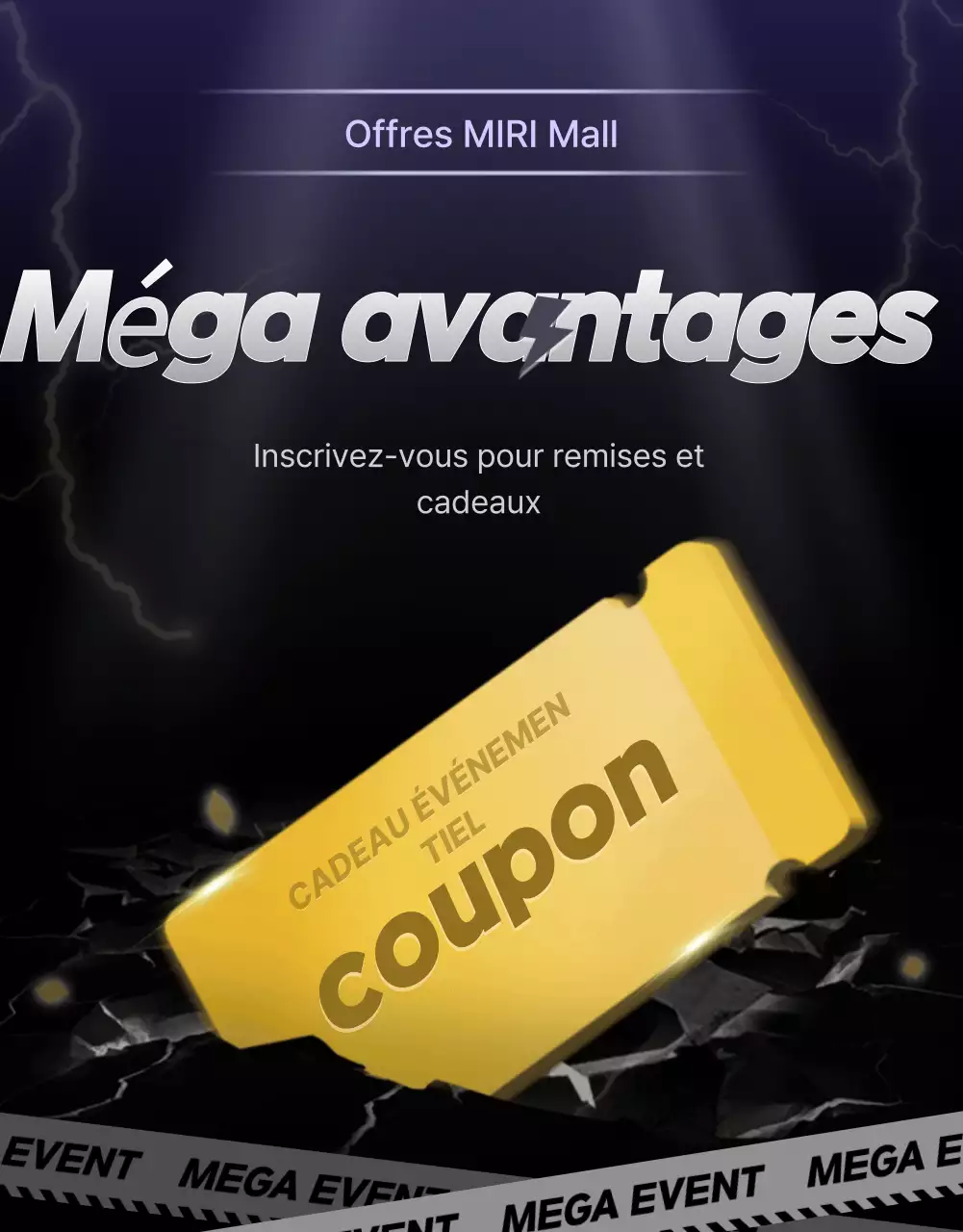 Une collection de promotions d'événements en noir et bleu marine