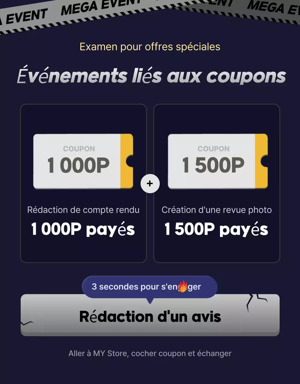 Une collection de promotions d'événements en noir et bleu marine