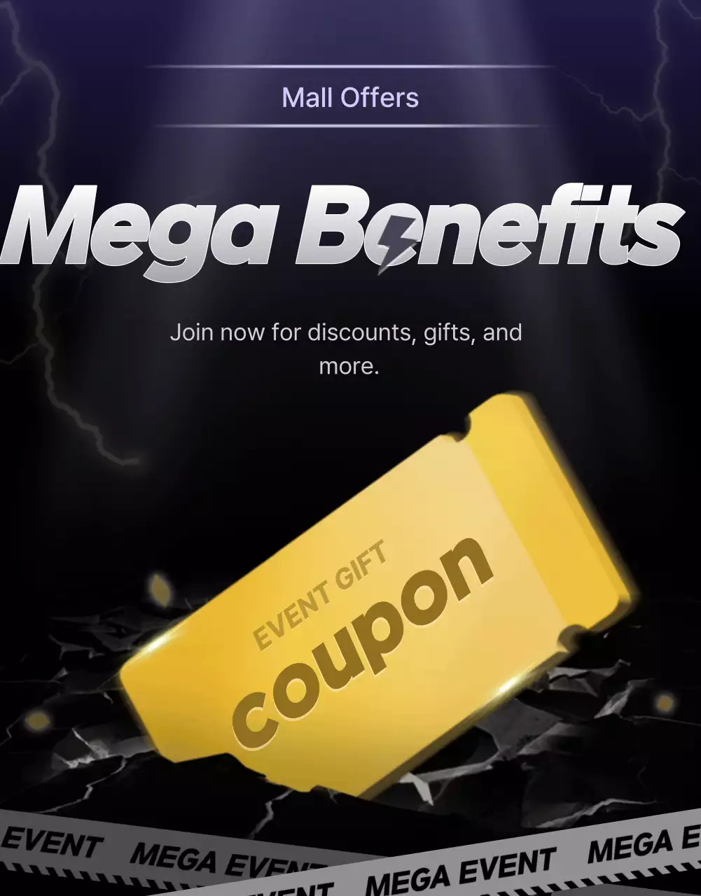 A collection of event promotions highlighted in black and navy blue