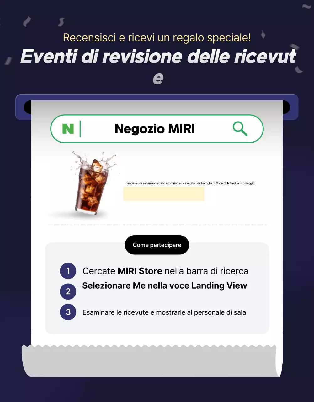 Una collezione di promozioni di eventi evidenziate in nero e blu navy