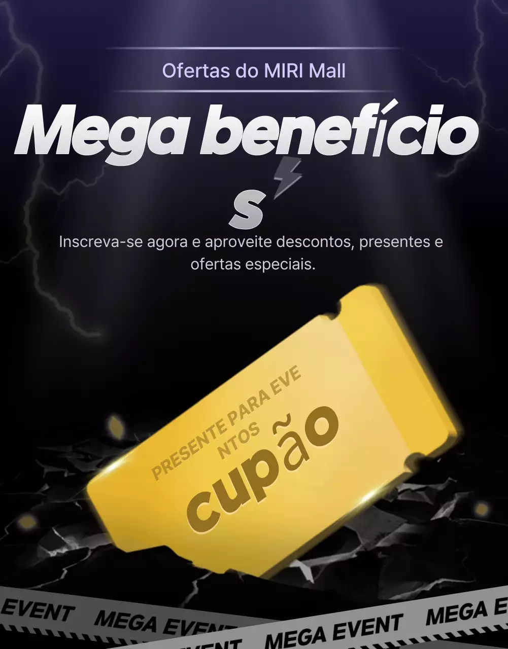 Uma coleção de promoções de eventos realçadas a preto e azul-marinho