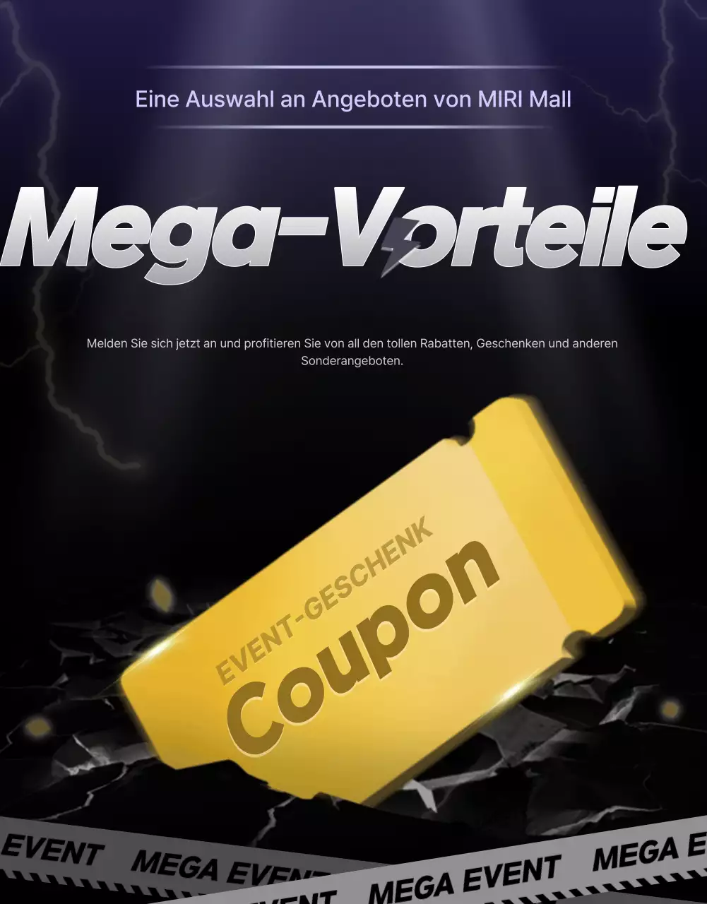 Eine Sammlung von Event-Promotions in Schwarz und Marineblau