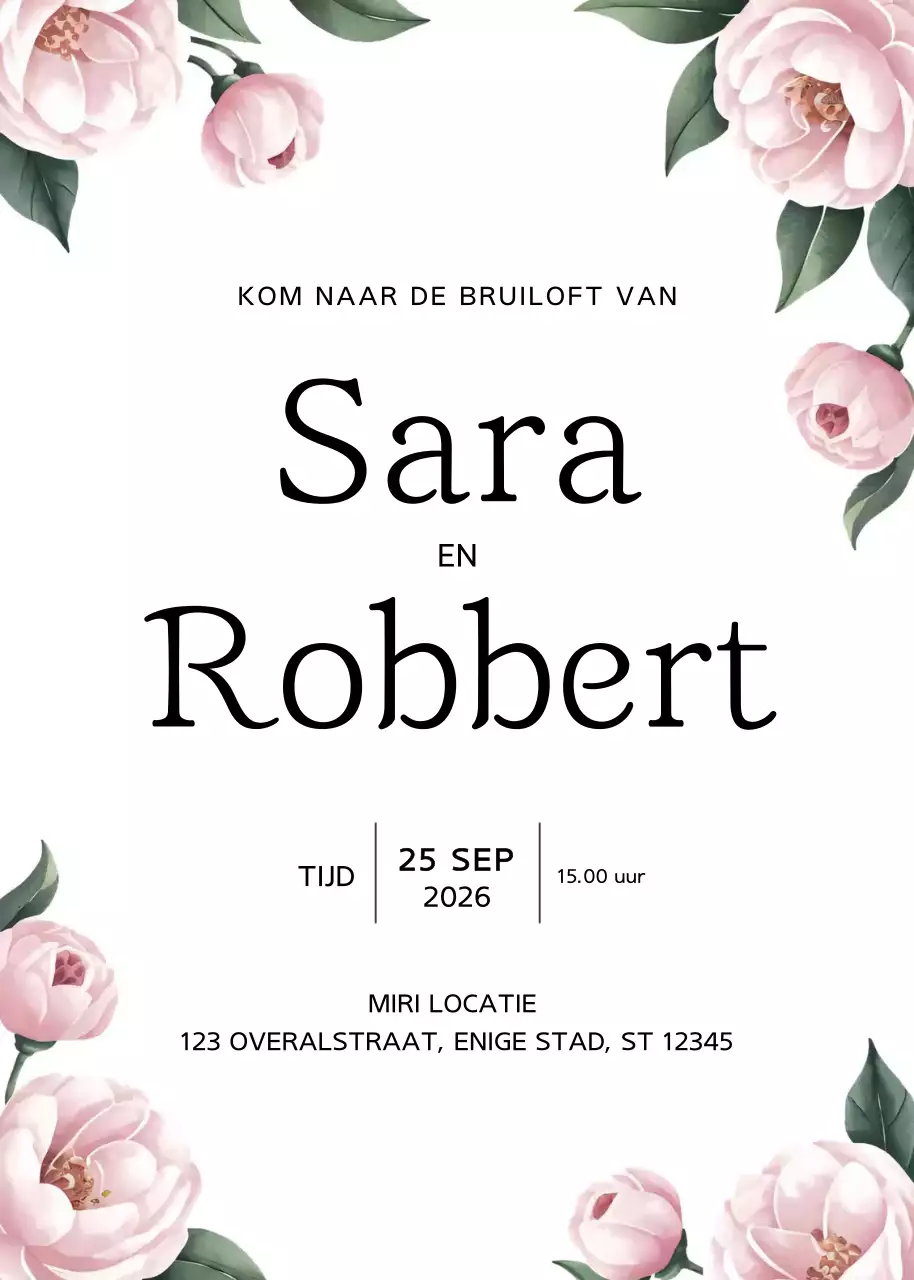 witte elegante huwelijksuitnodiging