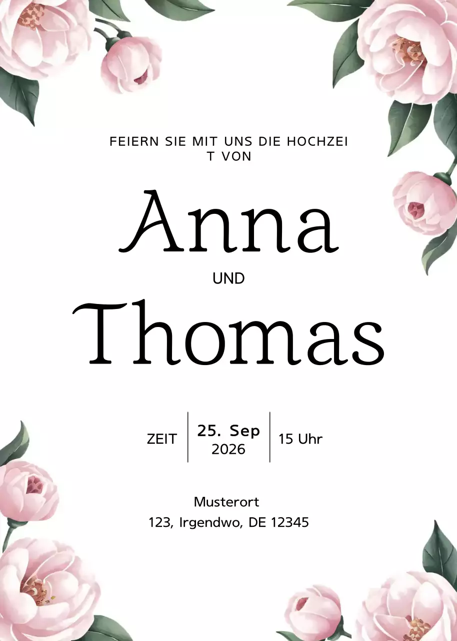 weiße elegante Hochzeitseinladung